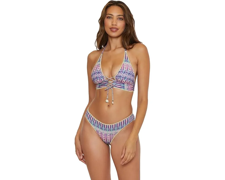 Купальник BECCA Tulum Mira Metallic Corset Front Halter с шнуровкой