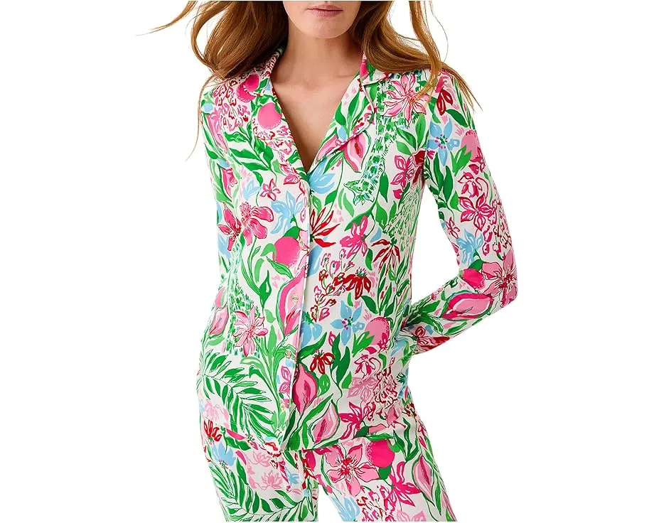 Пижамная блуза Lilly PJ Knit с длинными рукавами и пуговицами