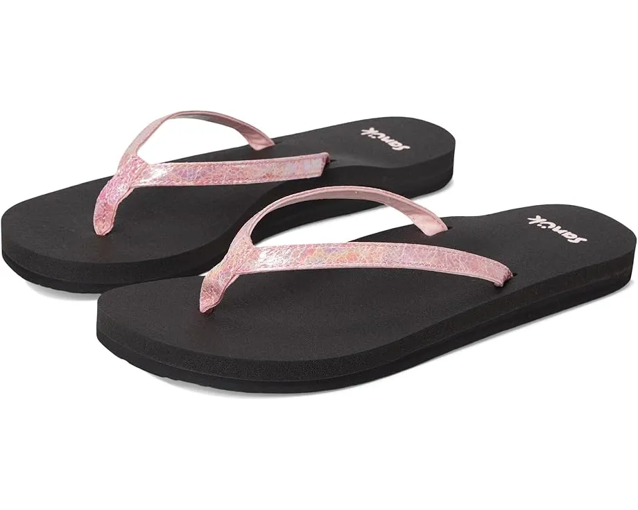 Сланцы Sanuk Yoga Joy II Iridescent с металлическим верхом и стелькой из пены с эффектом памяти