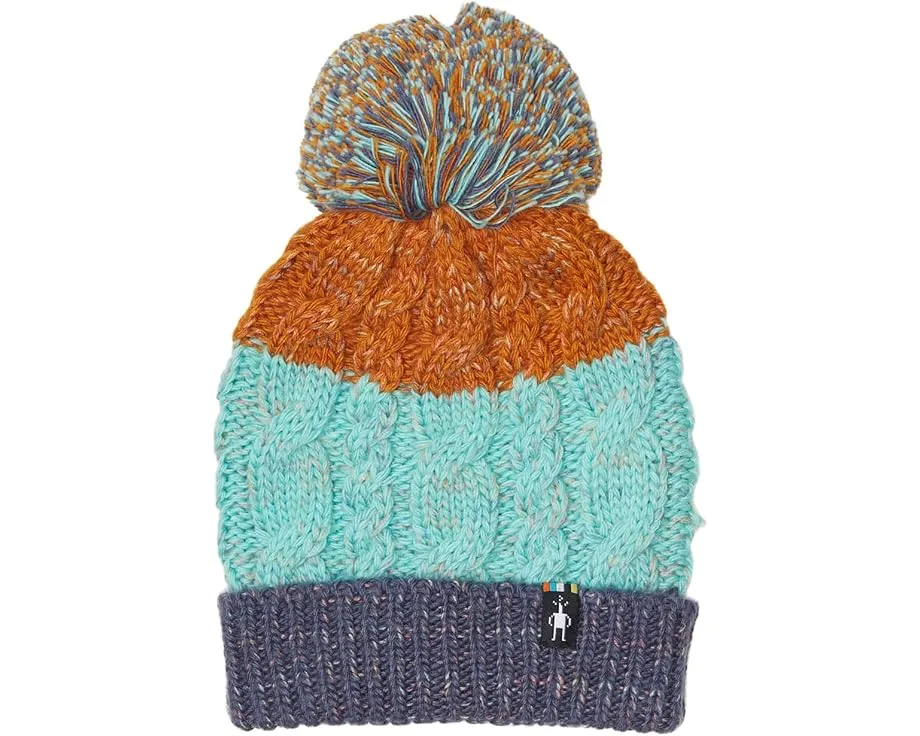 Детская шапка Smartwool Isto Beanie с узором кос и помпоном