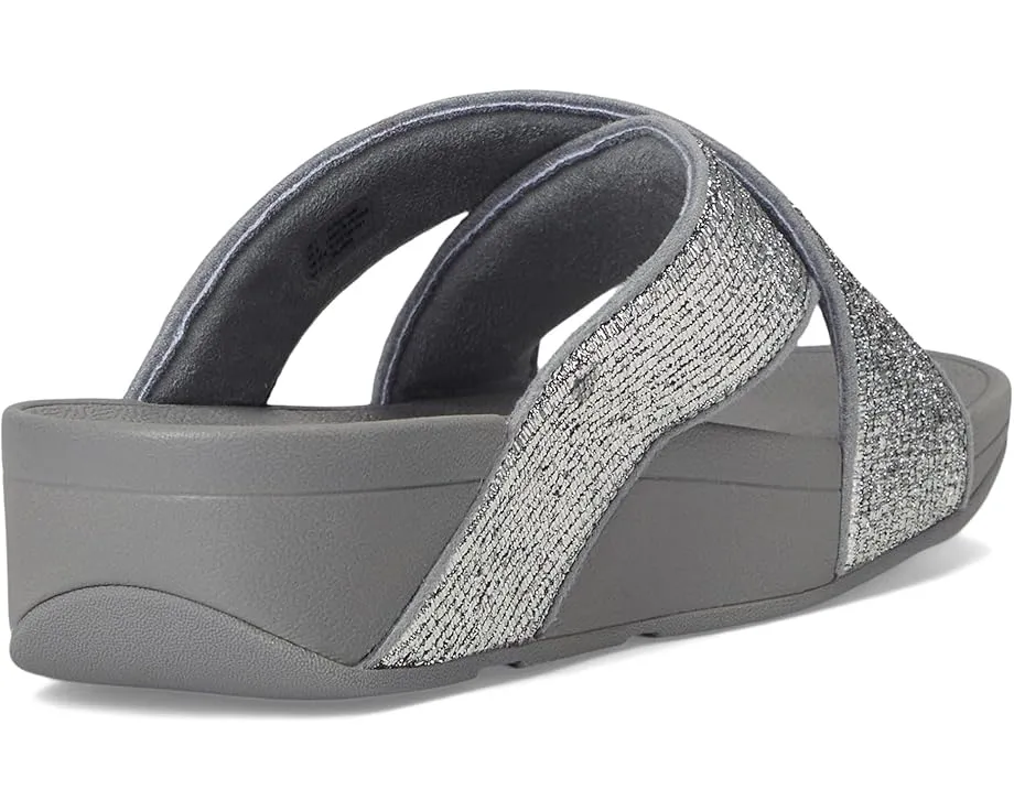 Сандалии Lulu Crinkled-shimmer Cross Slides от FitFlop с блестками