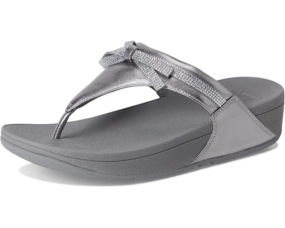 Сандалии FitFlop Lulu Glitz-bow с кожаным верхом и стразовым бантом