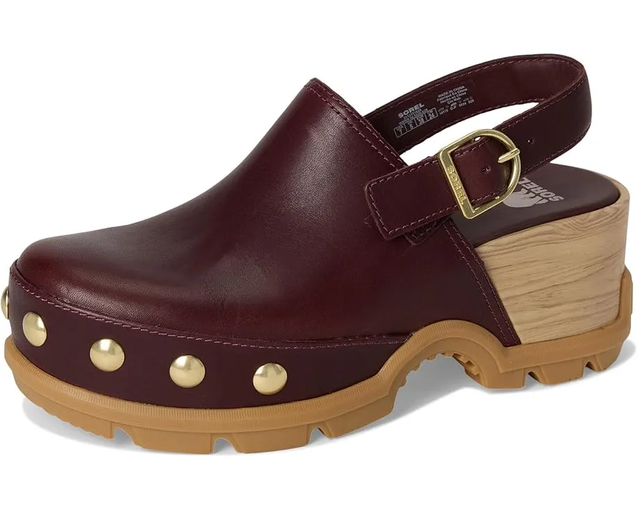 Клоги SOREL Roam'n Clog Rvt из натуральной кожи с платформой и заклепками