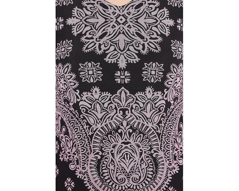 Платье Long Sleeve Mid Johnny Was с V-образным вырезом и сеткой