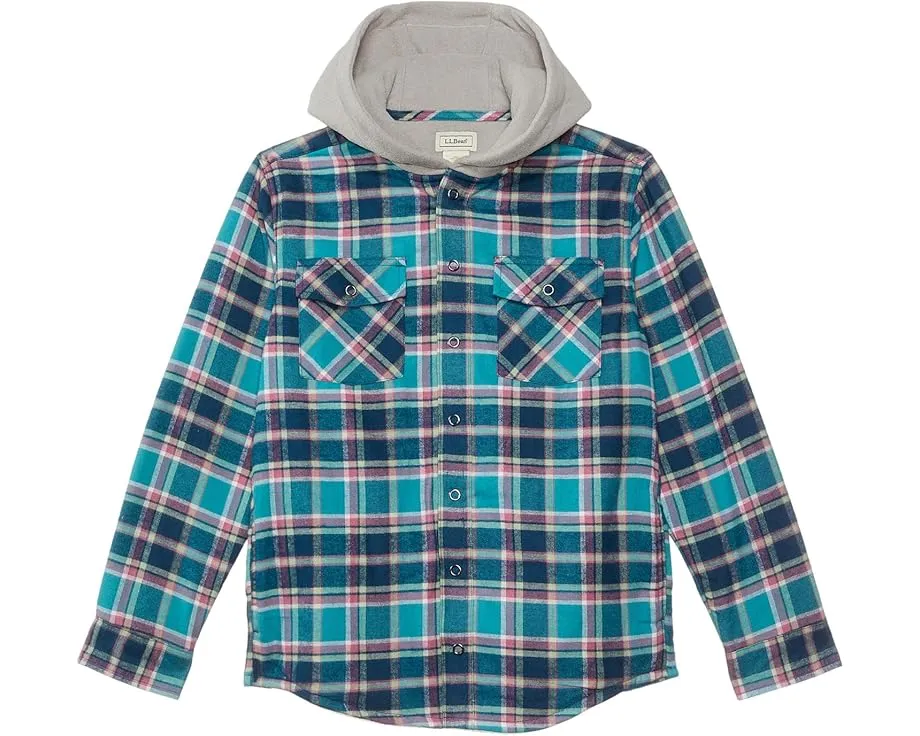 Kid's Fleece-Lined Flannel Shirt, Hooded Plaid