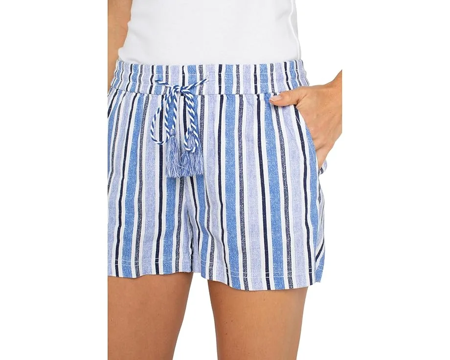 Шорты Liverpool Los Angeles с кулиской и завязками на поясе в полоску из смеси льна и лиоцелла