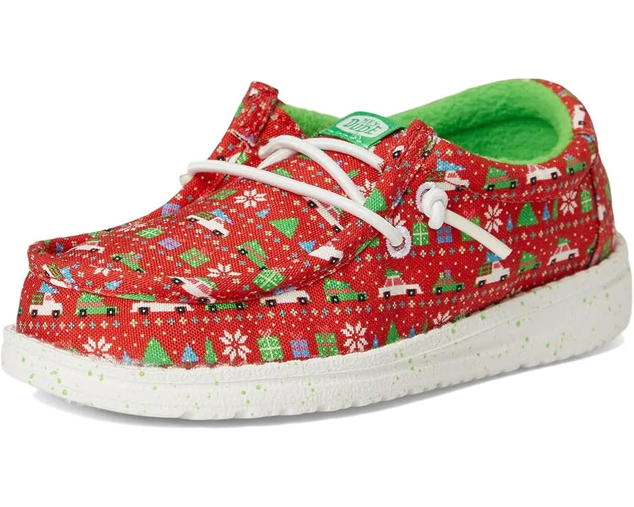 Кроссовки Wally Holiday Sweater от Hey Dude Kids с праздничным принтом и эластичными шнурками