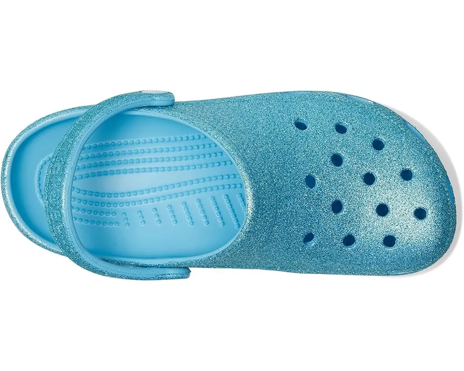 Кроксы Classic Clog с блестками и регулируемым ремешком