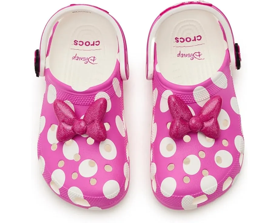 Кроксы Crocs Kids Disney Микки Маус с розовым бантом и стразами