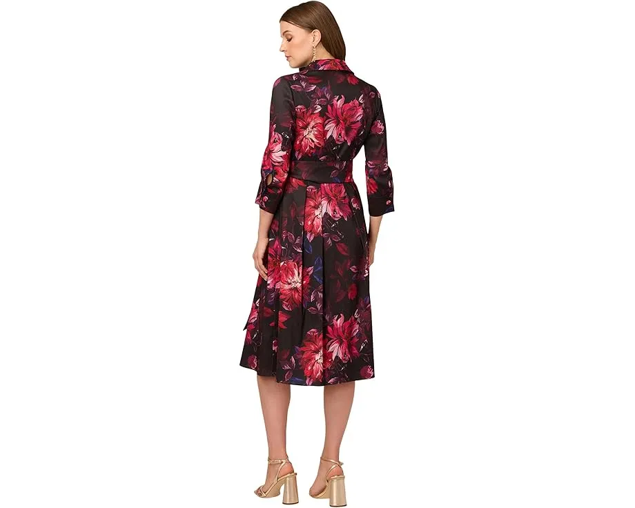Платье-рубашка Adrianna Papell из тафты с цветочным принтом и поясом