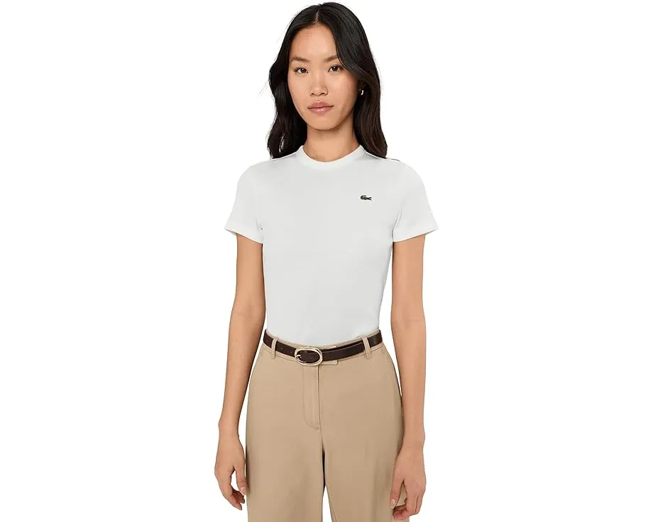 Футболка Lacoste Slim Fit из хлопка с ребристой фактурой и вышитым крокодилом