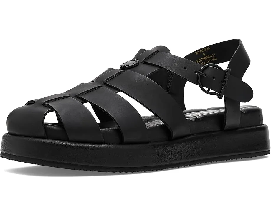 Закрытые сандалии Hindburn из кожи с регулируемой пряжкой и стелькой в клетку