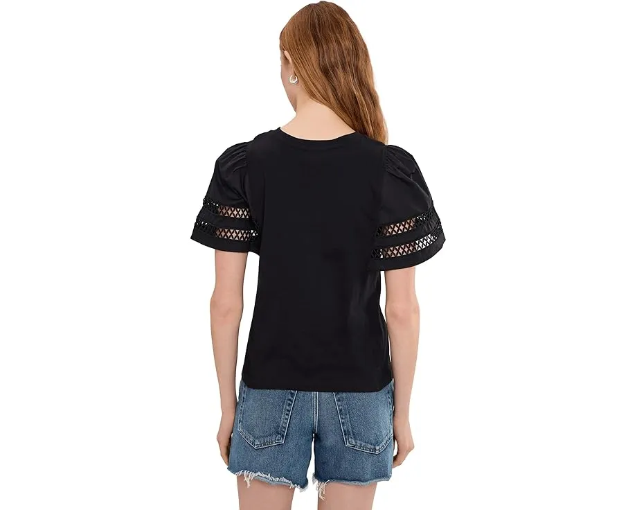 Топ CeCe с коротким рукавом и отделкой из хлопка