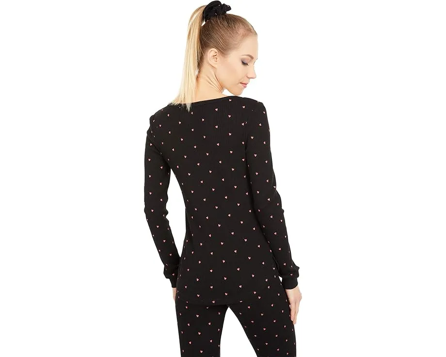 Комплект пижамы Plush Thermal Heart с завязкой для волос в термофактуре