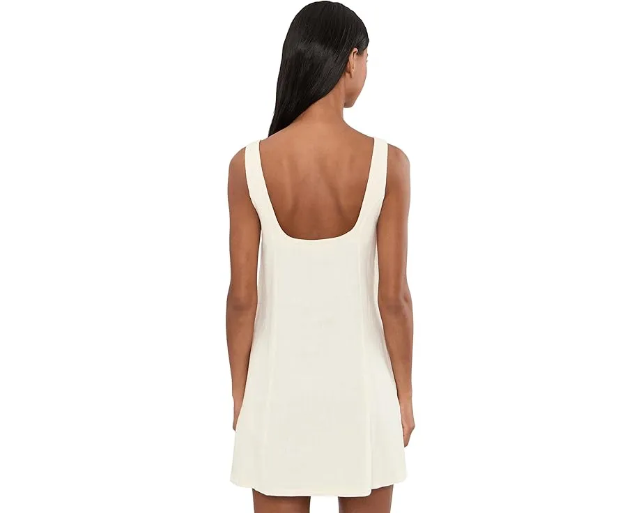 Chalk Mark A Line Flare Linen Dress in Beige