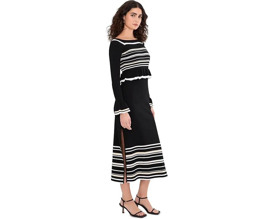 Платье миди с открытыми плечами Adrianna Papell из трикотажа с рюшами