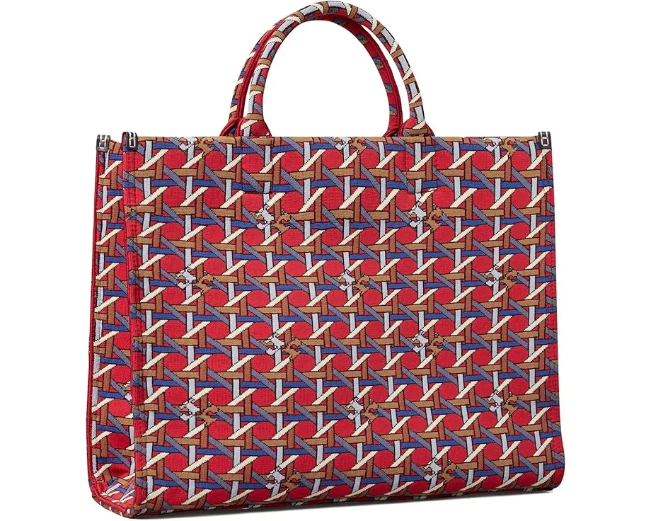 Сумка тоут Ella Circular Knit с круговой вязкой и клетчатым принтом от Tory Burch