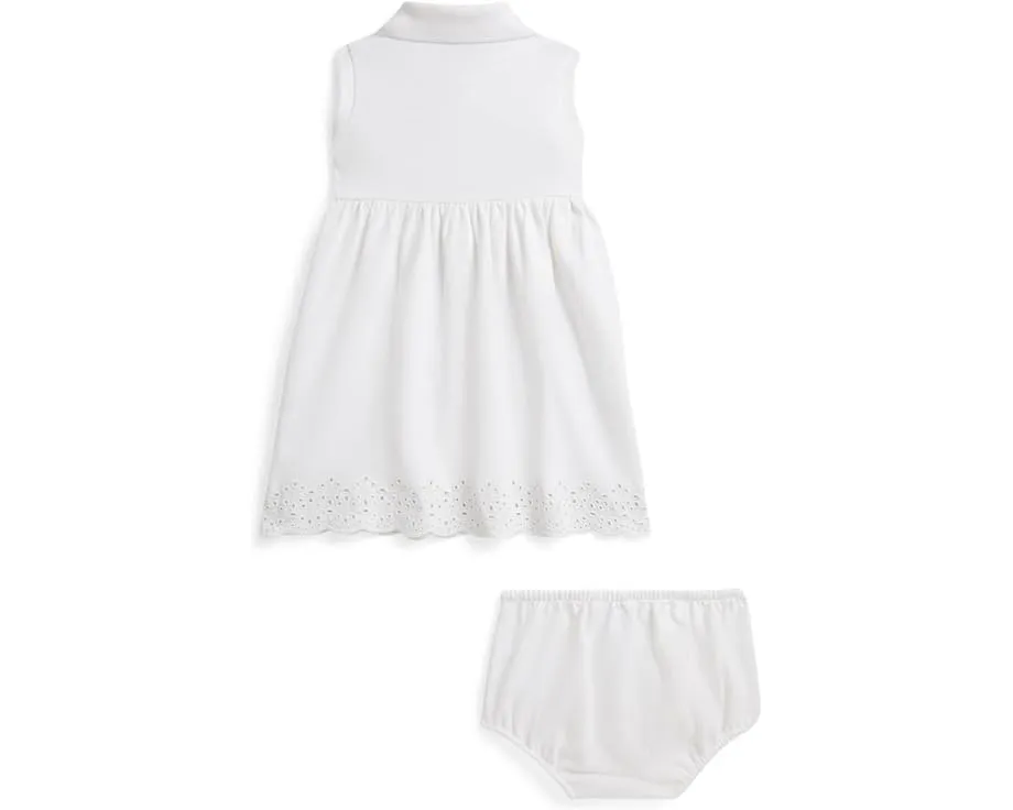 Платье-поло и шорты-блумеры для девочки с гипюром и сеткой Polo Ralph Lauren Kids