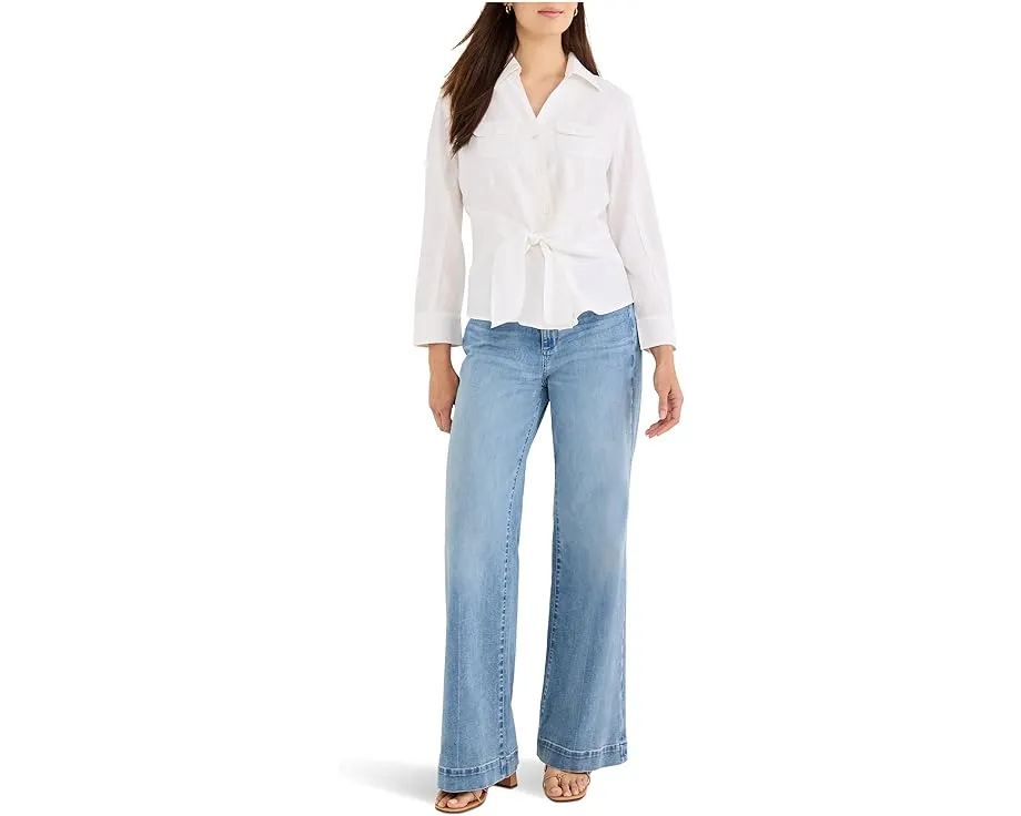 Блузка NIC+ZOE Petite Iconic Tie Front с завязкой на талии и накладными карманами