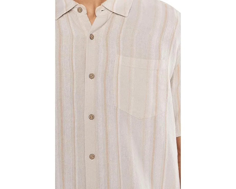 Hurley Oceanside Рубашка с коротким рукавом в полоску и льняной тканью