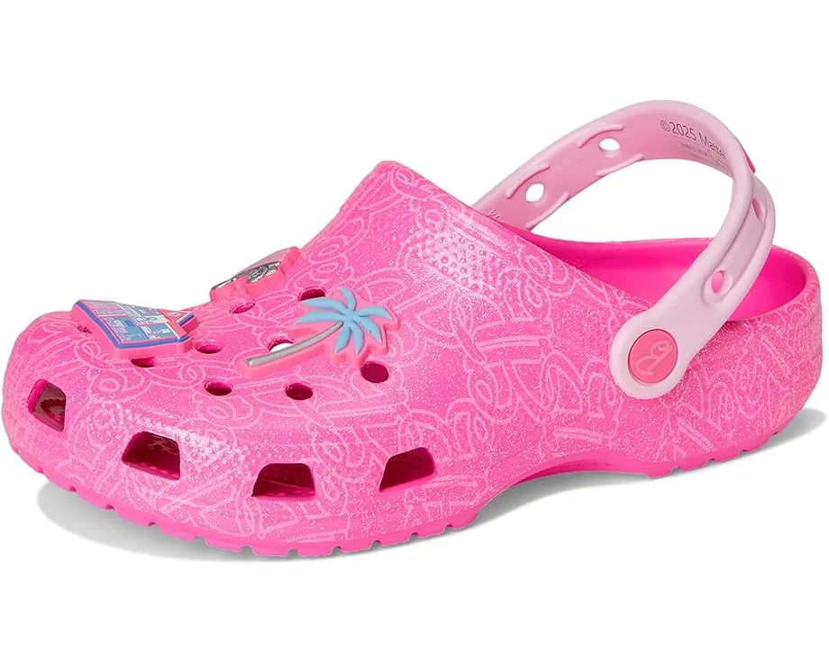 Детские кроксы Crocs Kids Classic Barbie с монограммой и аксессуарами