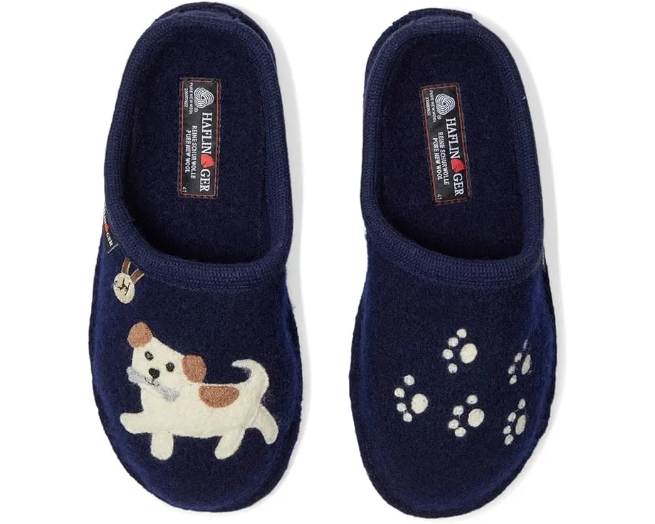 Тапочки Haflinger Fido из вареной шерсти с рисунком собаки