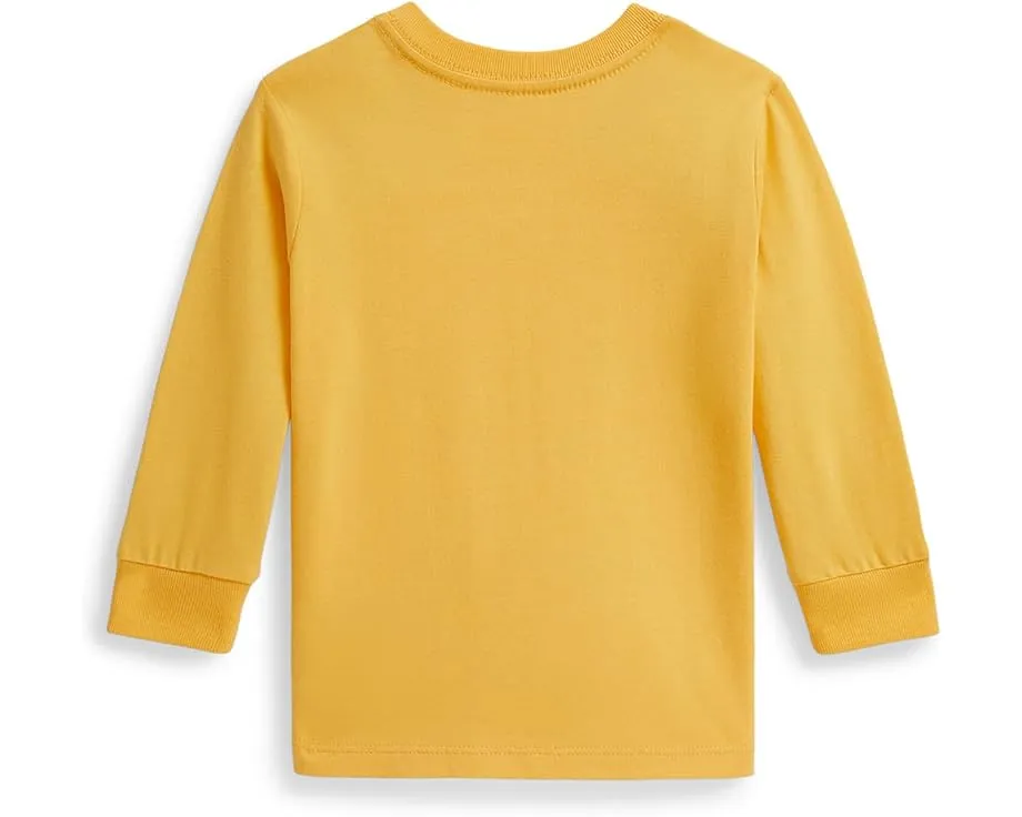 Хлопковая футболка Polo Ralph Lauren Kids с длинным рукавом и медвежонком для младенцев