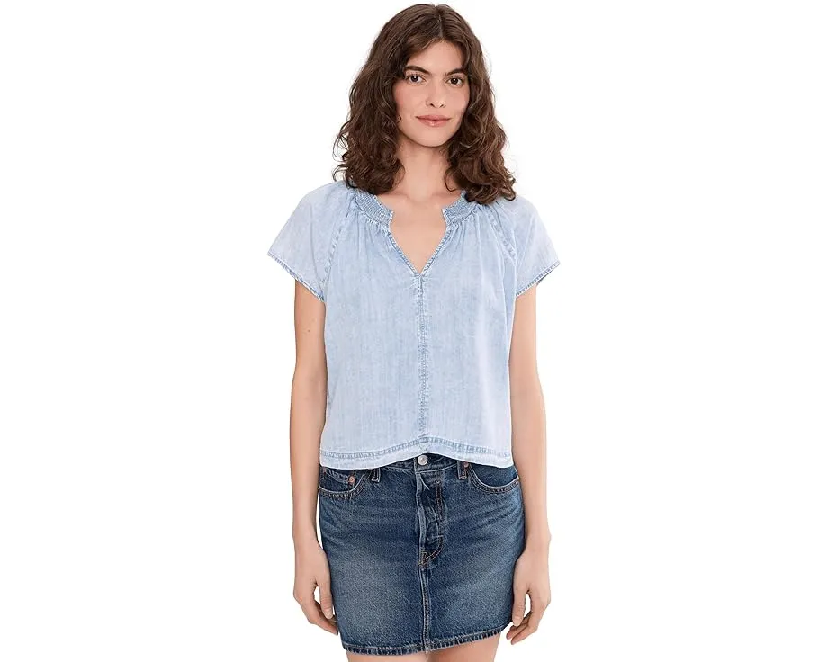 Блуза Splendid Meadow Indigo с вышивкой и короткими рукавами