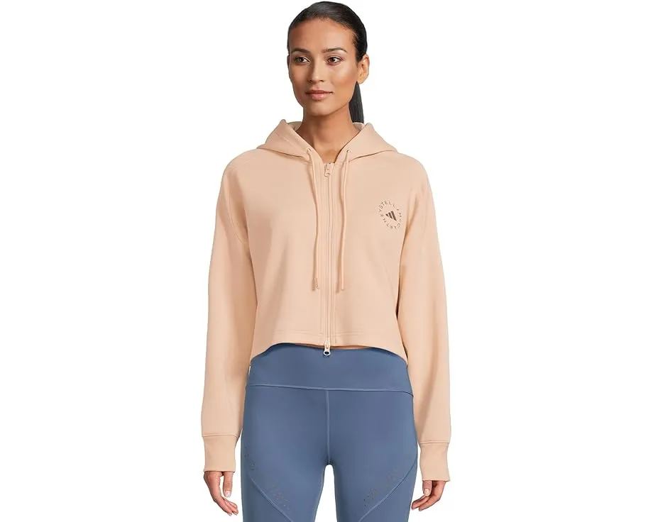 Кропированный худи adidas by Stella McCartney с капюшоном и карманом-кенгуру