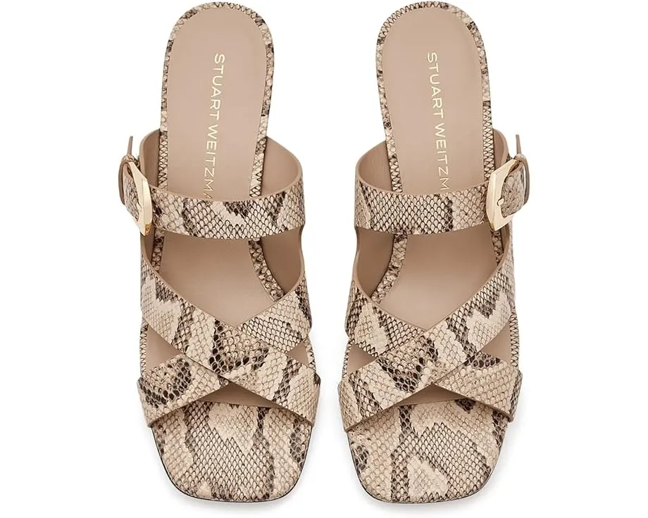 Сланцы Stuart Weitzman Sai Slides 50 на устойчивом каблуке с квадратным носком