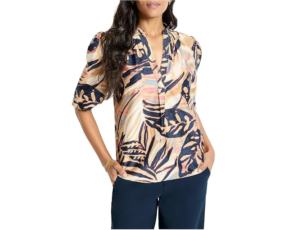 Блуза Terracotta Garden Top с короткими буфами и принтом в стиле крестьянской рубашки NIC+ZOE