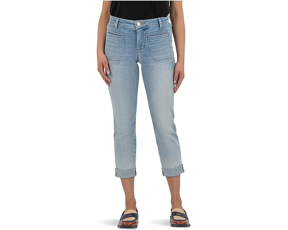 Джинсы KUT from the Kloth Amy Crop с прямыми штанинами и подвернутым подолом