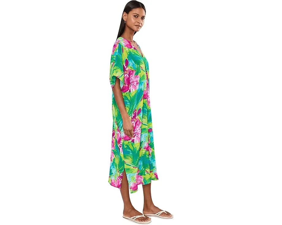 Tropic Crinkle Windowpane Caftan