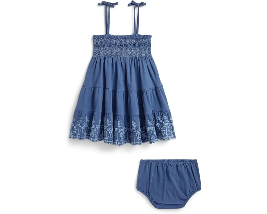 Платье и шорты-блумеры для младенцев из джерси с ажурной вышивкой Polo Ralph Lauren Kids