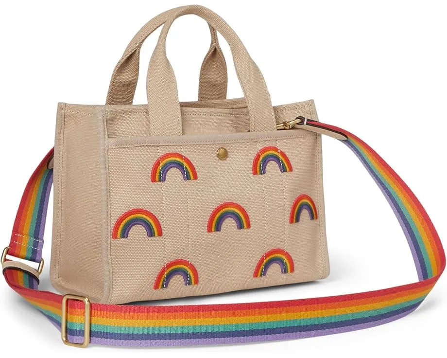 Сумка-тоут COACH Cargo Tote Bag 26 с вышивкой радуги и съемным ремнем