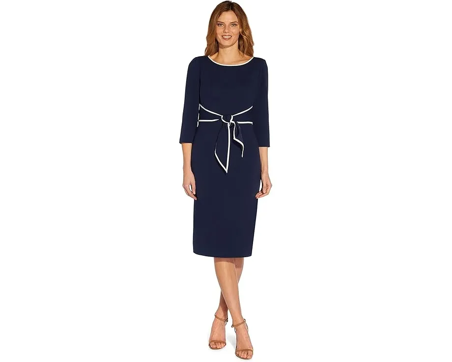 Платье Stretch Crepe Tie Front с контрастной окантовкой Adrianna Papell