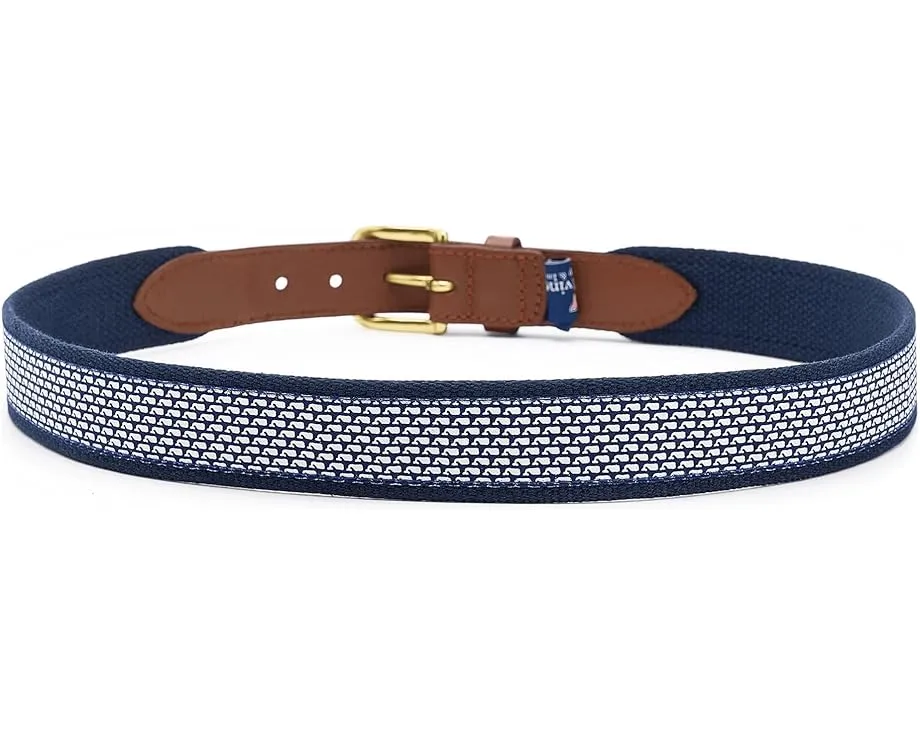 Ремень Vineyard Vines Kids Micro Whale Classic Canvas Club с узором кита