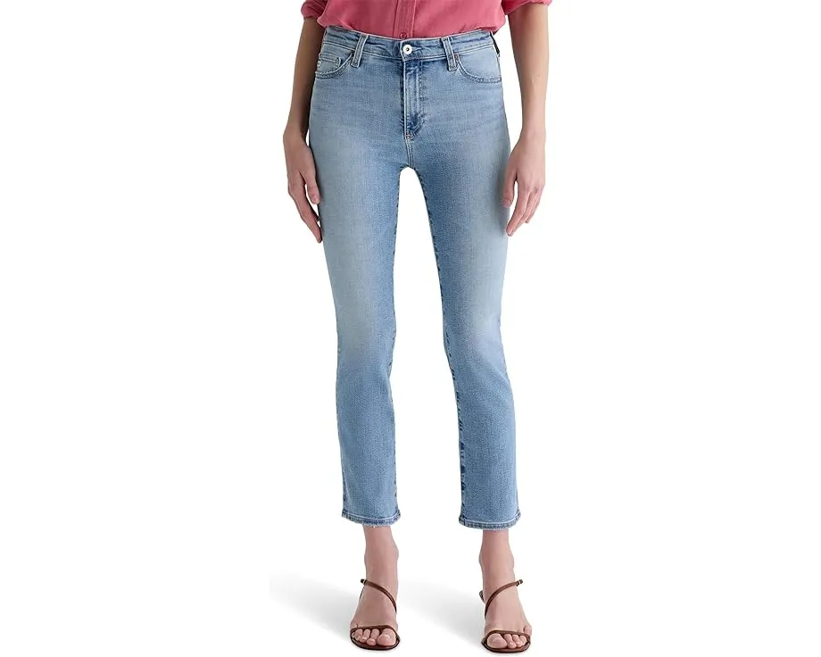 Джинсы AG Jeans Mari с завышенной талией и прямым укороченным кроем в цвете Marina Blue