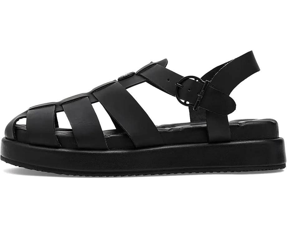 Закрытые сандалии Hindburn из кожи с регулируемой пряжкой и стелькой в клетку