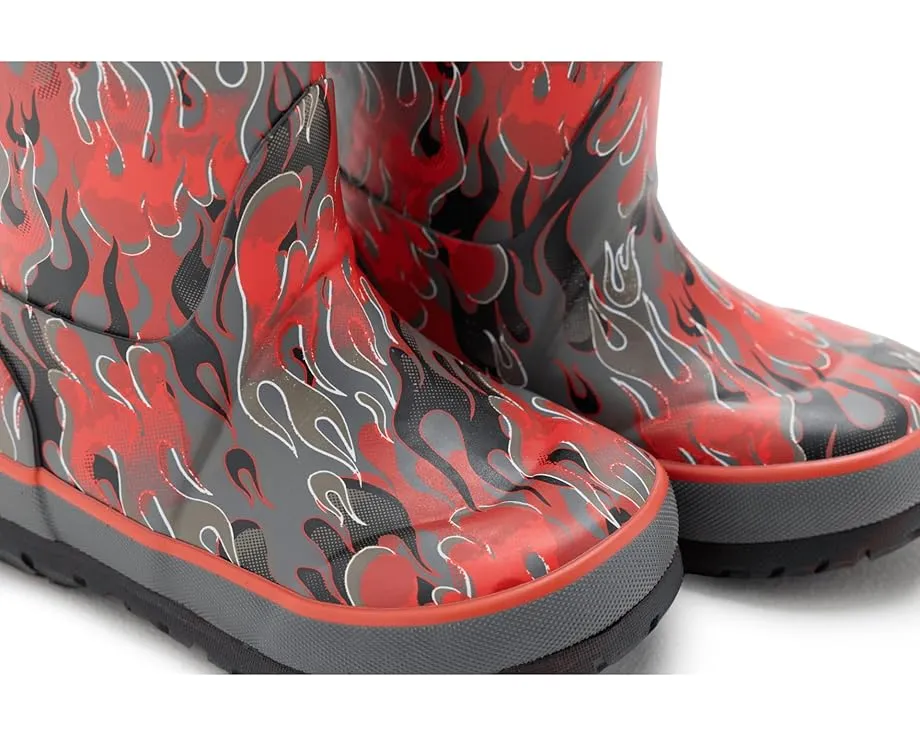 Детские сапоги Bogs Kids Rain Boot Fire Flame с принтом пламени