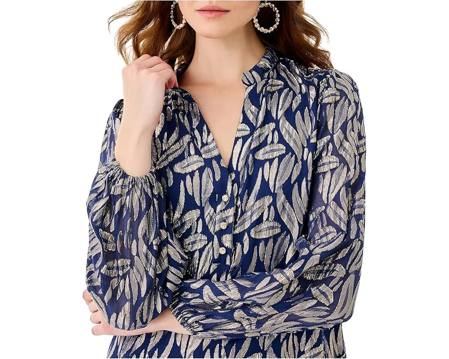 Платье Lilly Pulitzer Evaline из шелка с длинным рукавом и оборками