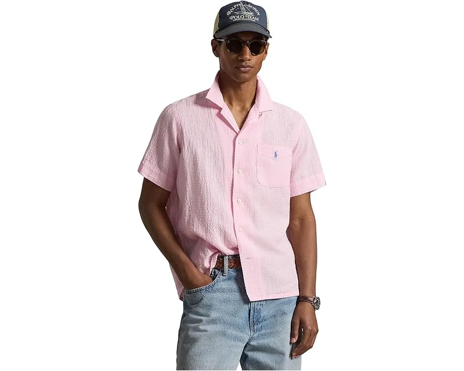 Рубашка из льняной смеси с фактурой с воротником-кэмп Polo Ralph Lauren
