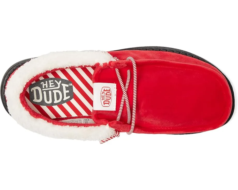 Лоферы Hey Dude Kids Wally Santa Claus для детей с эластичными шнурками и округлым носком