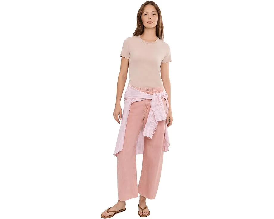 Джинсы Hattie High-Rise Crop Barrel AG Jeans из серо-розовой ткани Sulfur Sparkling Rose с зауженным кроем