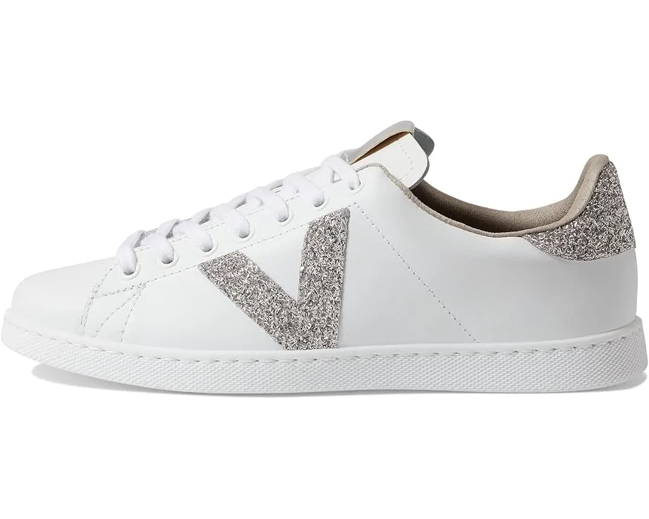 Кроссовки Victoria Tennis Leather & Glitter V с блестками и круглым носком
