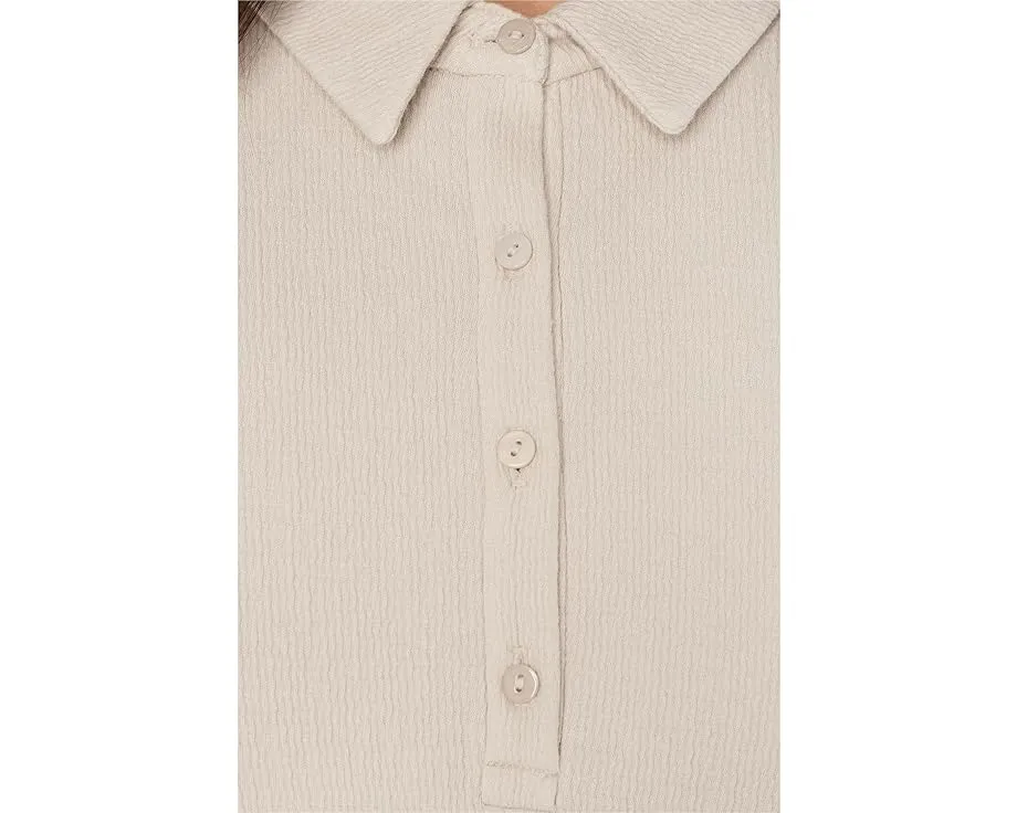 Топ с застежкой хенли из плиссированного джерси Eileen Fisher