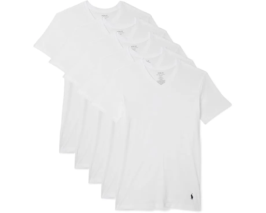 5 футболок Polo Ralph Lauren с V-образным вырезом и приталенным силуэтом