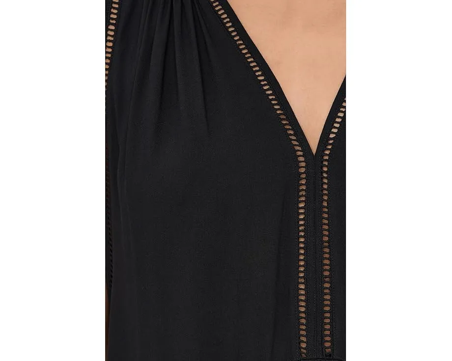 Мини-платье Seafolly Beach Basics с лестничной отделкой и V-образным вырезом