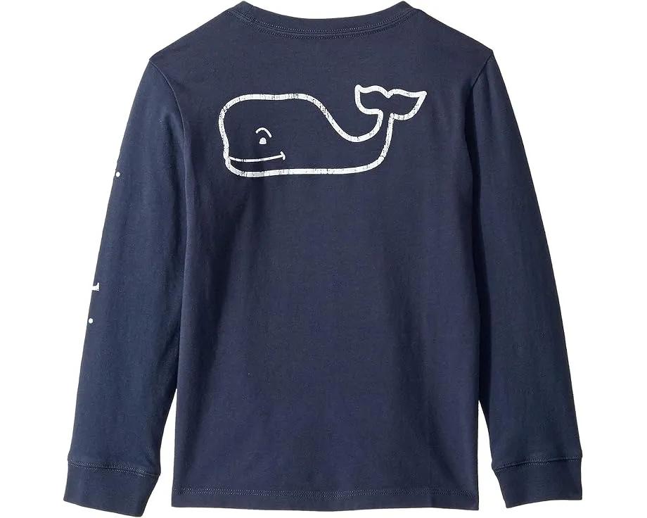 Футболка Vineyard Vines Kids Long Sleeve Vintage Whale с длинным рукавом и принтом
