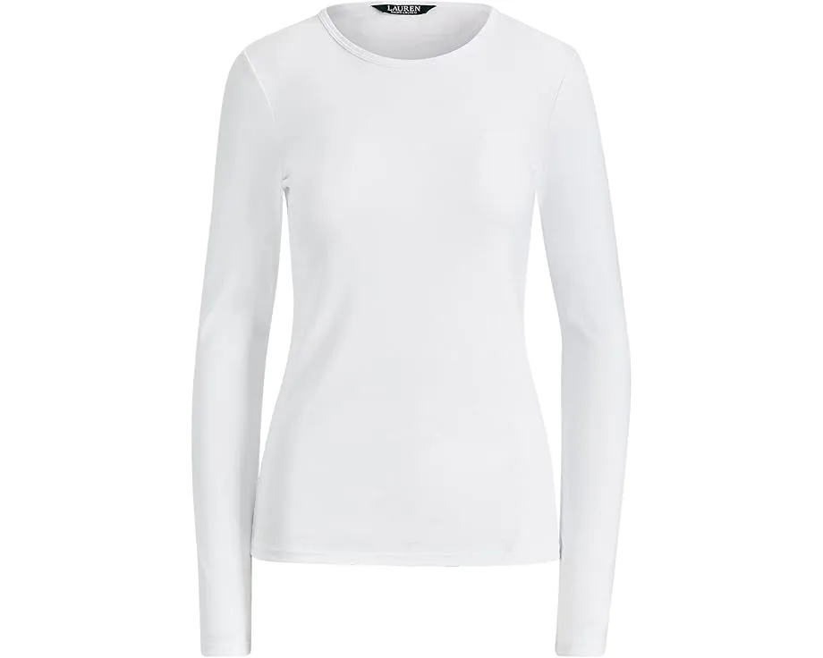 Хлопковый топ Lauren Ralph Lauren с длинным рукавом и круглым вырезом